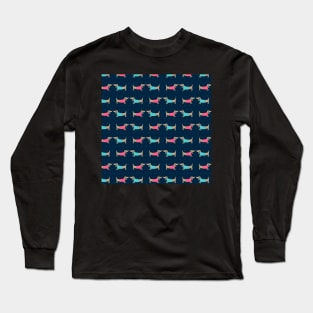 Cute dog lovers in dark blue with dots Long Sleeve T-Shirt